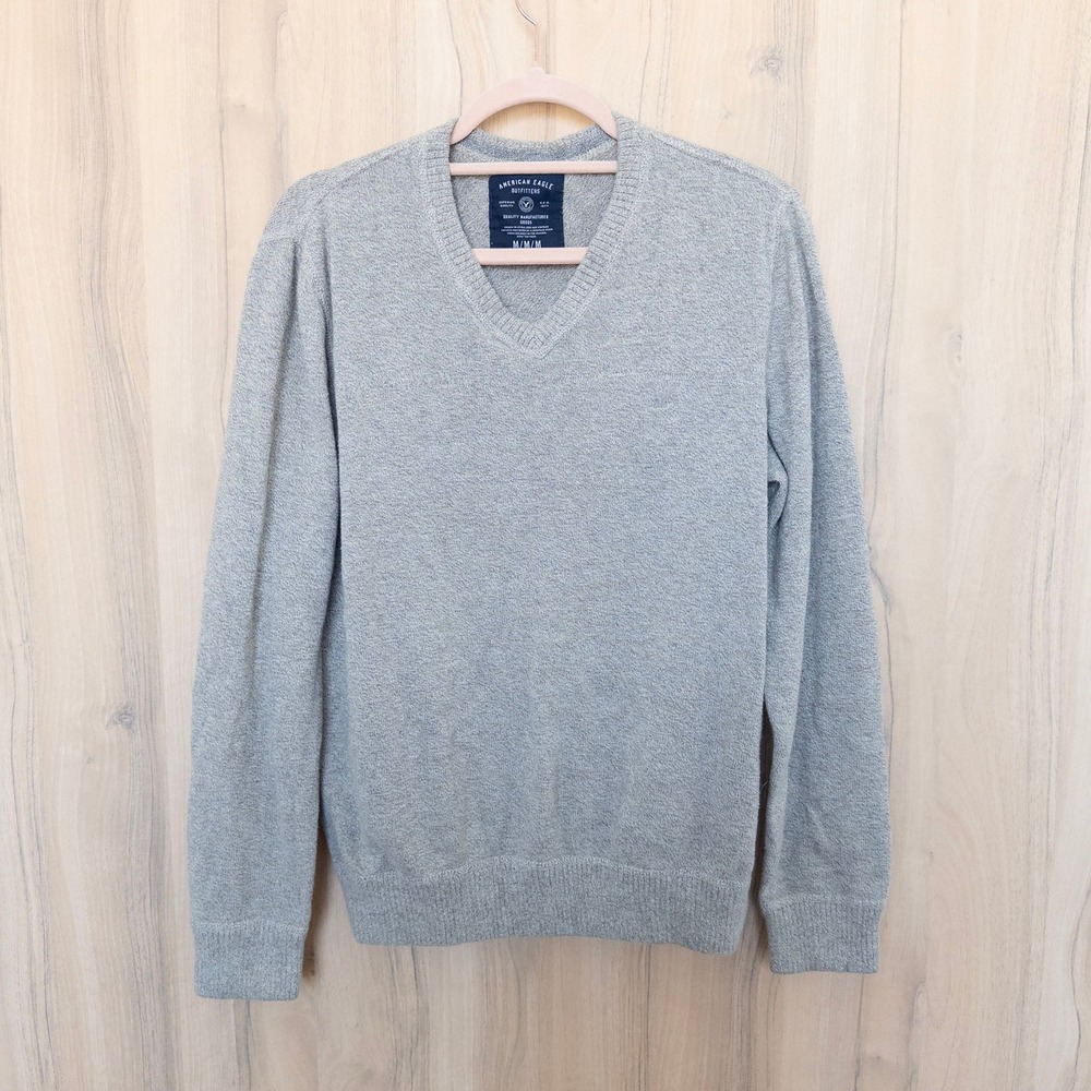 American Eagle‎ Mens Sweater Size M Beige V-Neck Heritage Preppy Academia Office